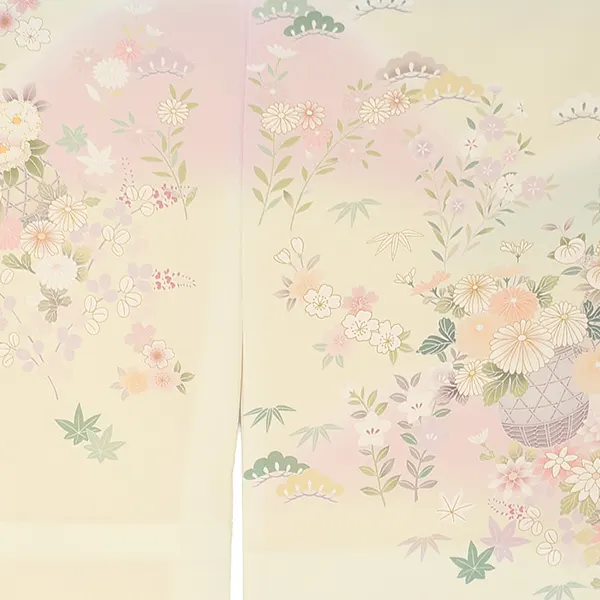 先生,教員向け 訪問着袴 黄色／茶袴 W279