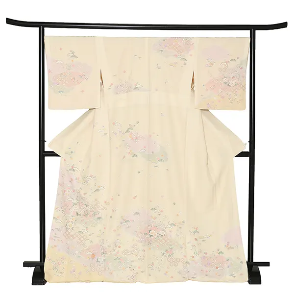 先生,教員向け 訪問着袴 ベージュ／紺袴 W288