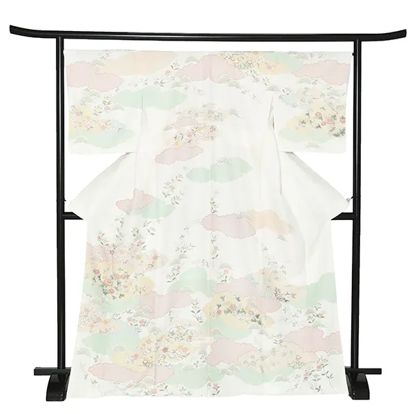 先生,教員向け 訪問着袴 白／茶袴 W291