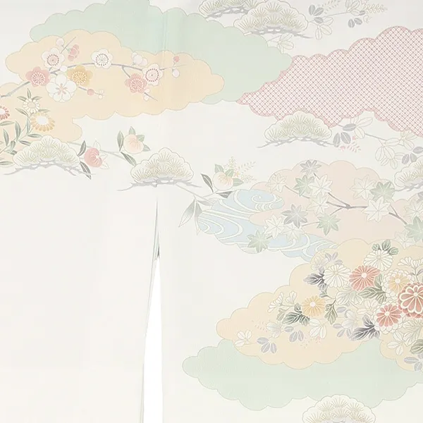 先生,教員向け 訪問着袴 白／茶袴 W291