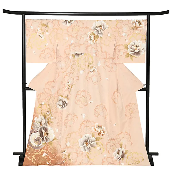 先生,教員向け 訪問着袴 ピンク／黒袴 W298