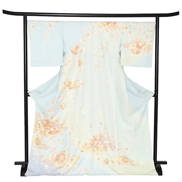 【正絹】先生,教員向け 訪問着袴 水色／紺袴 W303