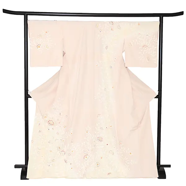 【正絹】先生,教員向け 訪問着袴 ピンク／茶袴 W307