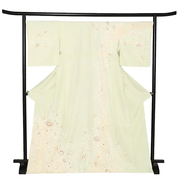 【正絹】先生,教員向け 訪問着袴 緑／紺袴 W312