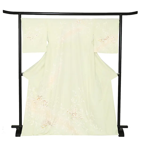 【正絹】先生,教員向け 訪問着袴 緑／紺袴 W313