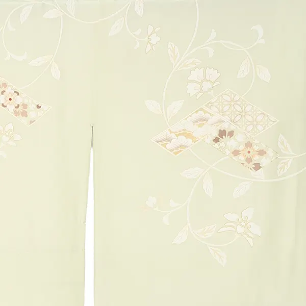 【正絹】先生,教員向け 訪問着袴 緑／紺袴 W313