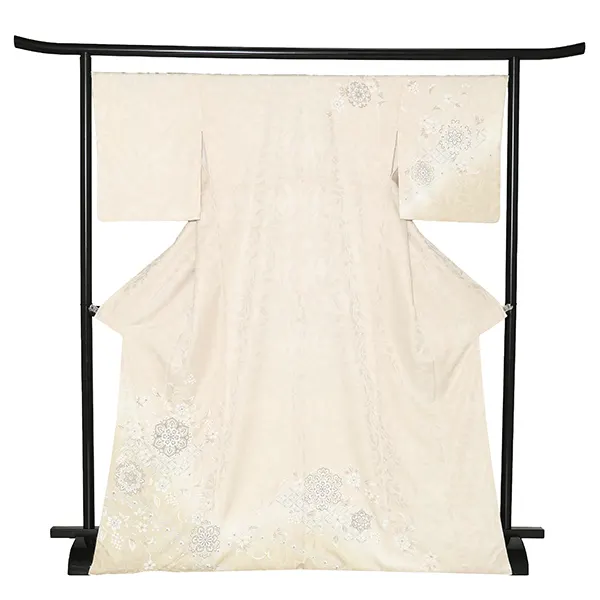 【正絹】先生,教員向け 訪問着袴 ベージュ／黒袴 W319