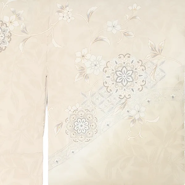 【正絹】先生,教員向け 訪問着袴 ベージュ／黒袴 W319