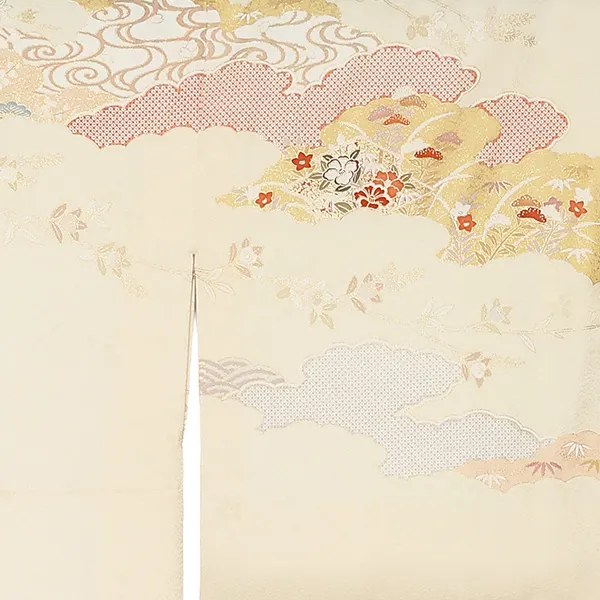 【正絹】先生,教員向け 訪問着袴 ベージュ／紺袴 W321