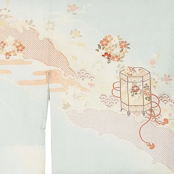 【正絹】先生,教員向け 訪問着袴 水色／紺袴 W323