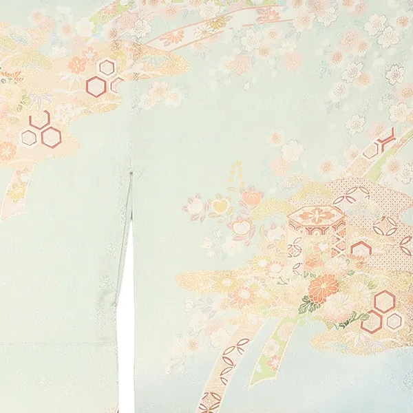 【正絹】先生,教員向け 訪問着袴 水色／紺袴 W325