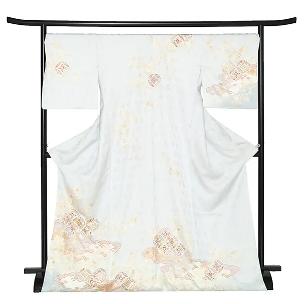 【正絹】先生,教員向け 訪問着袴 グレー／黒袴 W335