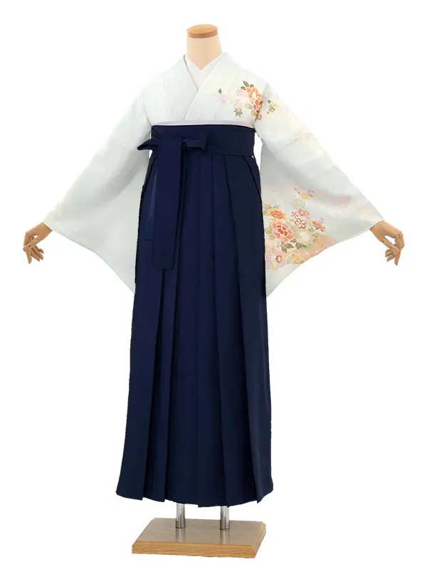 【正絹】先生,教員向け 訪問着袴 水色／紺袴 W350