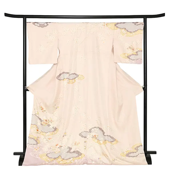 【正絹】先生,教員向け 訪問着袴 ピンク／紺袴 W357