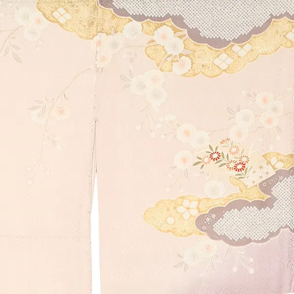 【正絹】先生,教員向け 訪問着袴 ピンク／紺袴 W357