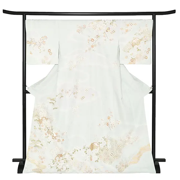 先生,教員向け 訪問着袴 水色／ベージュ袴 W360