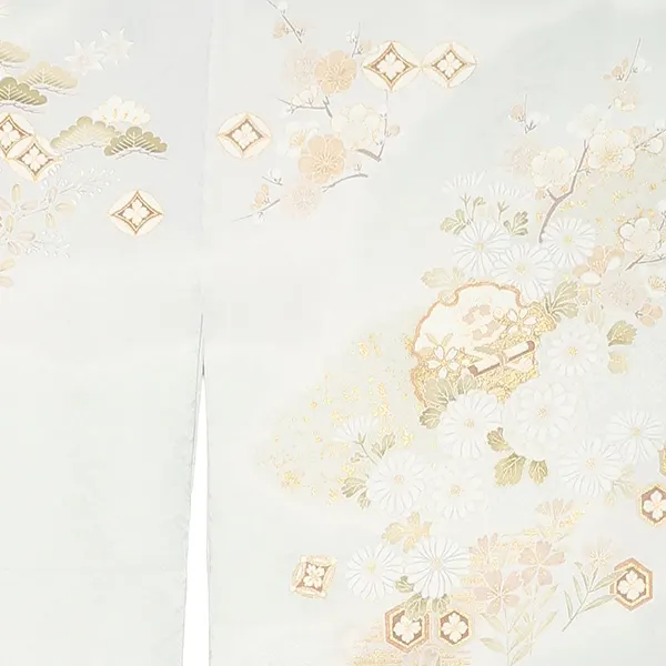 先生,教員向け 訪問着袴 水色／ベージュ袴 W360