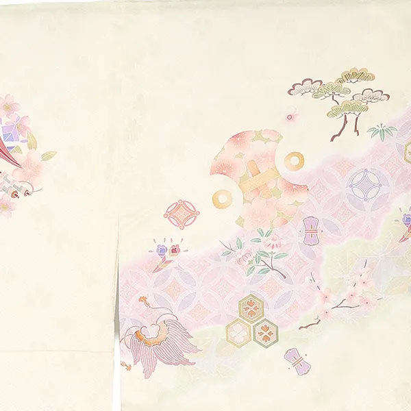 【正絹】先生,教員向け 訪問着袴 ベージュ／紺袴 W361