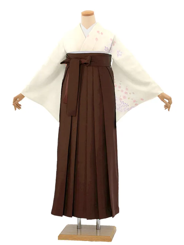 【正絹】先生,教員向け 訪問着袴 ベージュ／茶袴 W363