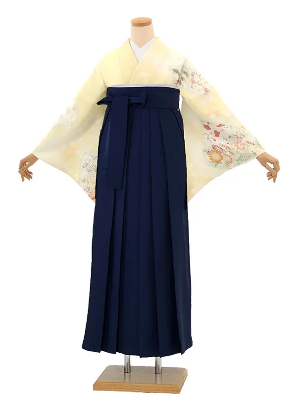 先生,教員向け 訪問着袴 黄色／紺袴 W367