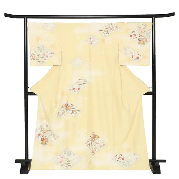 先生,教員向け 訪問着袴 黄色／紺袴 W367