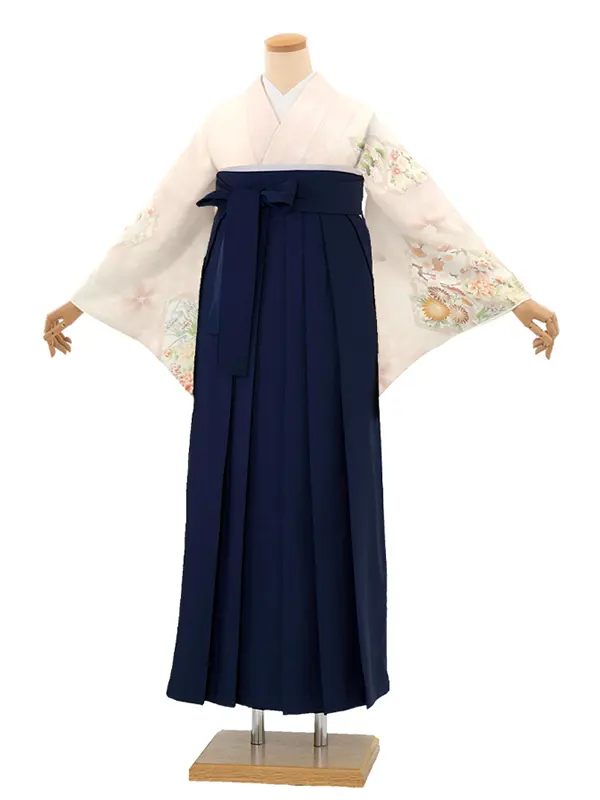 先生,教員向け 訪問着袴 ピンク／紺袴 W368