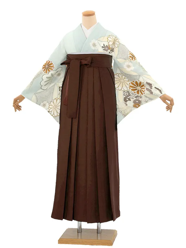 先生,教員向け 訪問着袴 水色／茶袴 W370