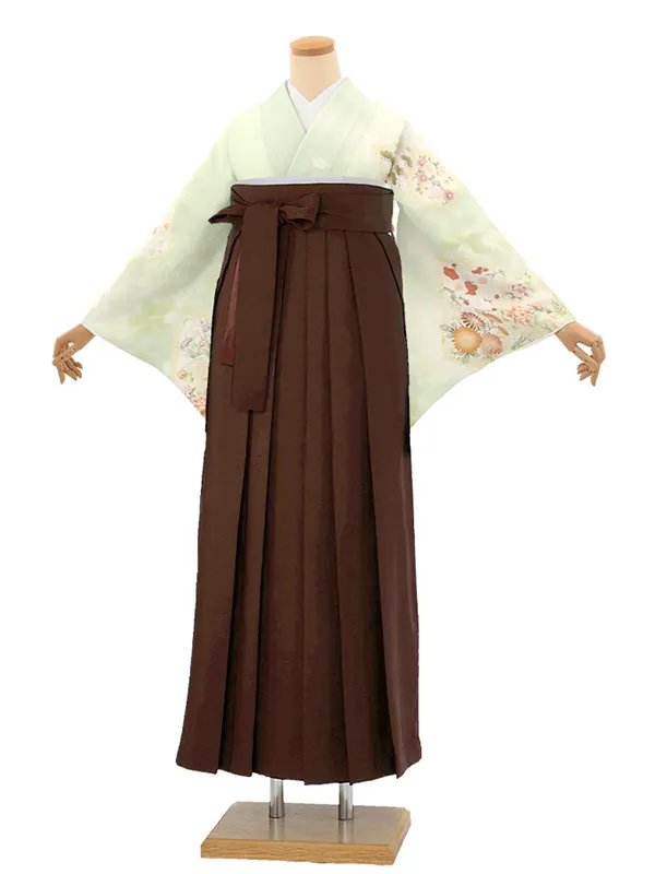 先生,教員向け 訪問着袴 緑／茶袴 W375