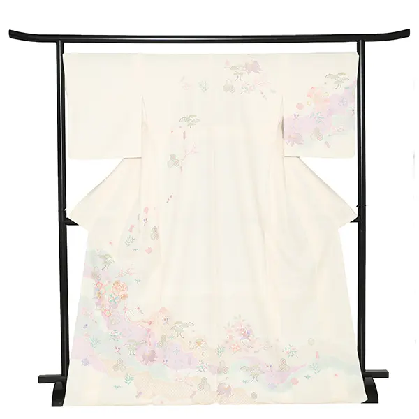 先生,教員向け 訪問着袴 ベージュ／紺袴 W380