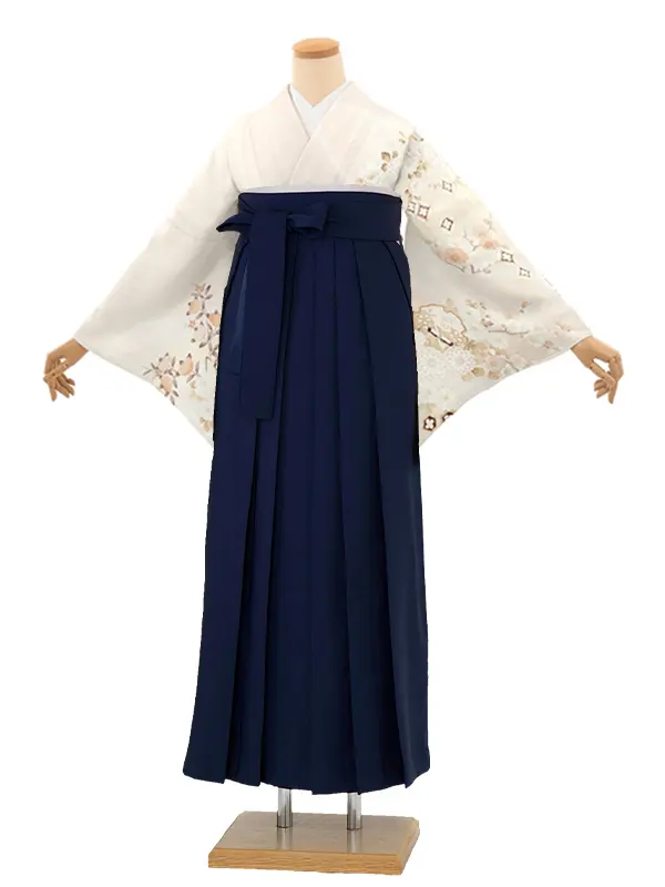 先生,教員向け 訪問着袴 グレー／紺袴 W384