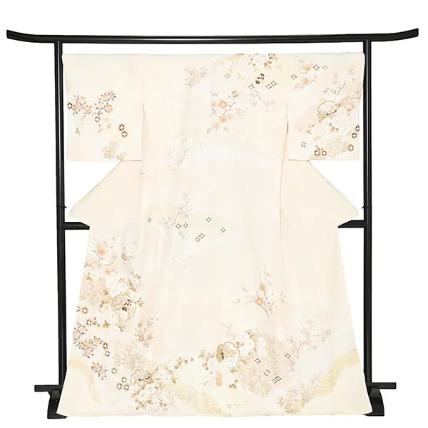 先生,教員向け 訪問着袴 ベージュ／紺袴 W385