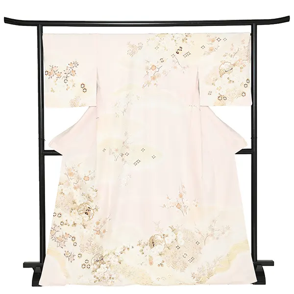 先生,教員向け 訪問着袴 ピンク／紺袴 W386