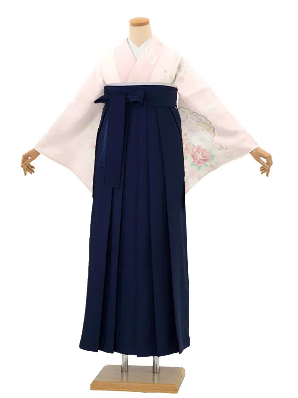 先生,教員向け 訪問着袴 ピンク／紺袴 W387