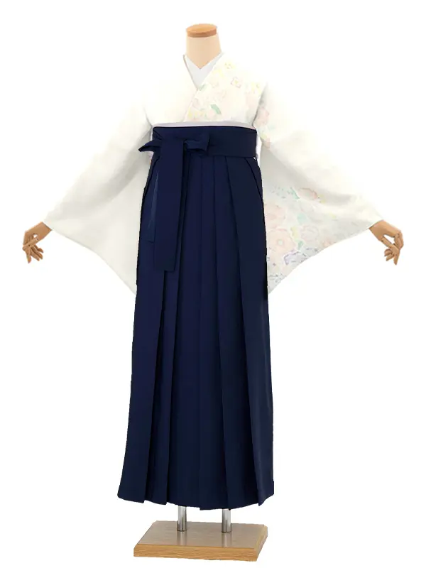 先生,教員向け 訪問着袴 ベージュ／紺袴 W388