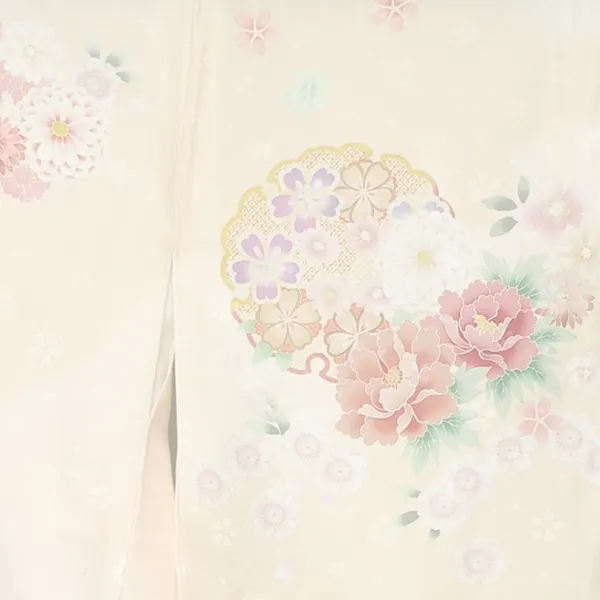 先生,教員向け 訪問着袴 ベージュ／紺袴 W390