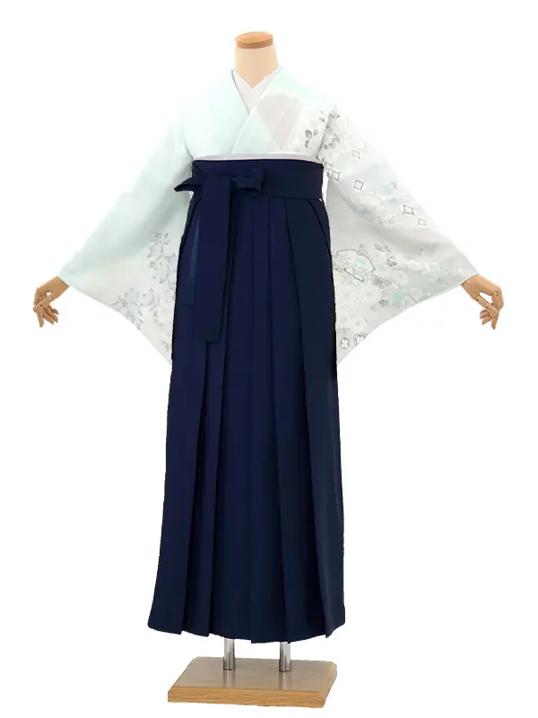先生,教員向け 訪問着袴 水色／紺袴 W391