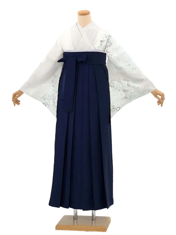 先生,教員向け 訪問着袴 グレー／紺袴 W392