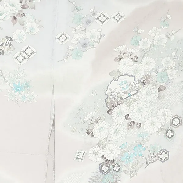 先生,教員向け 訪問着袴 グレー／紺袴 W392