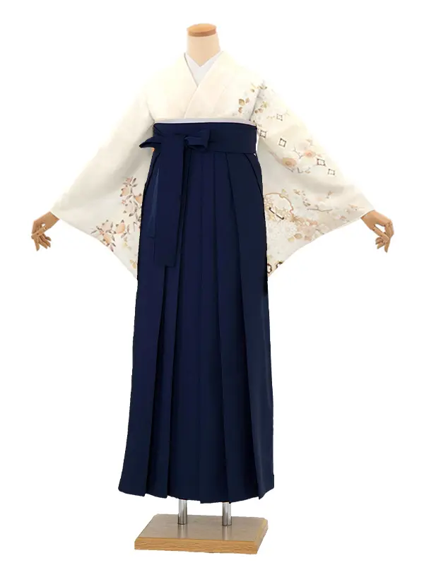 先生,教員向け 訪問着袴 ベージュ／紺袴 W395