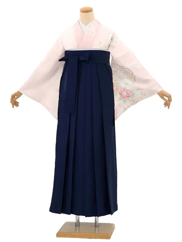 先生,教員向け 訪問着袴 ピンク／紺袴 W399