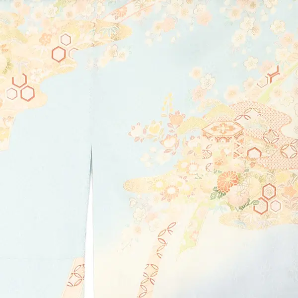 【正絹】先生,教員向け 訪問着袴 水色／紺袴 W427
