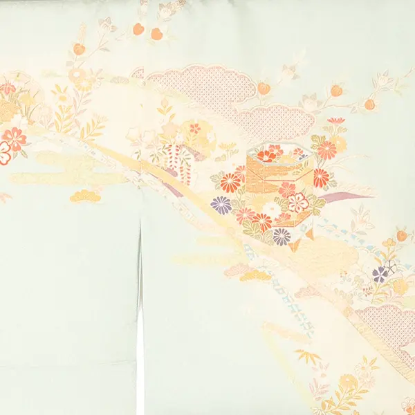 【正絹】先生,教員向け 訪問着袴 水色／紺袴 W429
