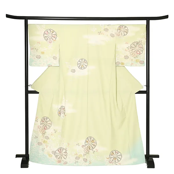 先生,教員向け 訪問着袴 緑／紺袴 W434