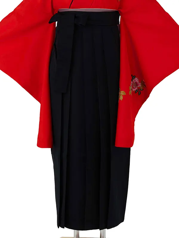 卒業式女性袴 赤/黒無地袴 Y001 (66)