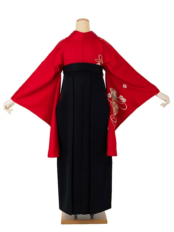 卒業式女性袴 赤 まり/黒無地袴 Y002 (68)