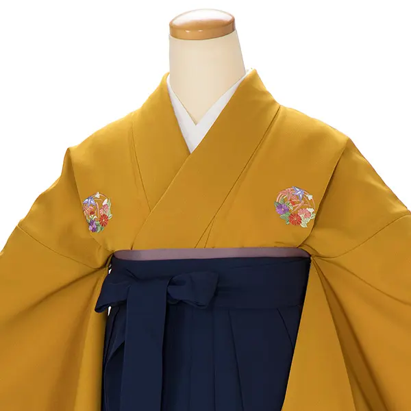 卒業式女性袴 からし菊/紺刺繍袴 Z897 (68)