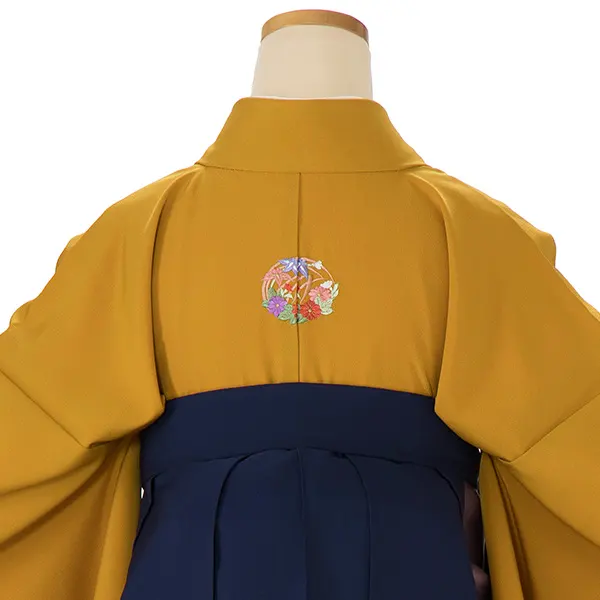 卒業式女性袴 からし菊/紺刺繍袴 Z897 (68)