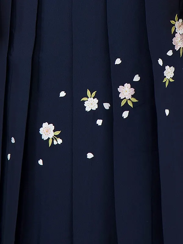 卒業式女性袴 からし菊/紺刺繍袴 Z897 (68)