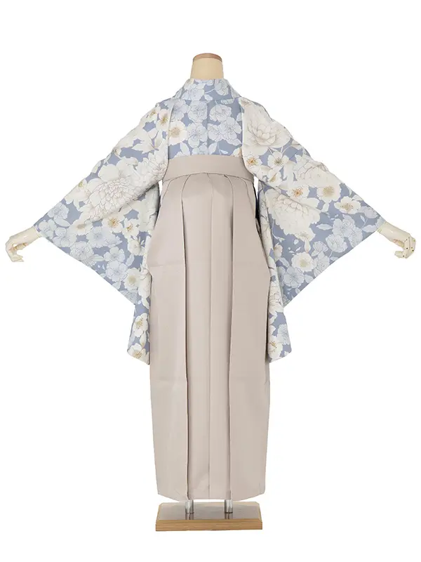卒業式女性袴 青 桜牡丹/ベージュ刺繍袴 Z908 (68)☆