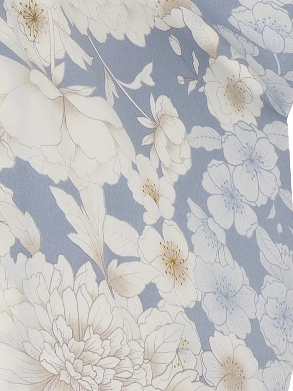 卒業式女性袴 青 桜牡丹/ベージュ刺繍袴 Z908 (68)☆